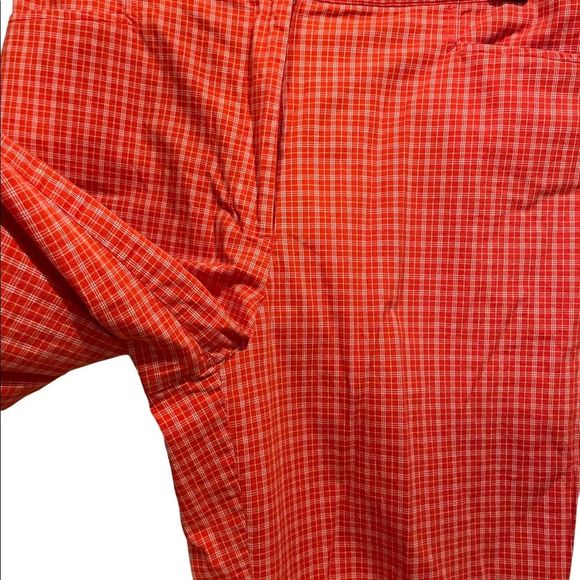 Crossroads Tangerine Plaid Cropped High Waist Coastal Granny Cotton Stretch Pant - Picture 2 of 4